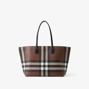 Burberry Check Tote in Dark Burch Brown